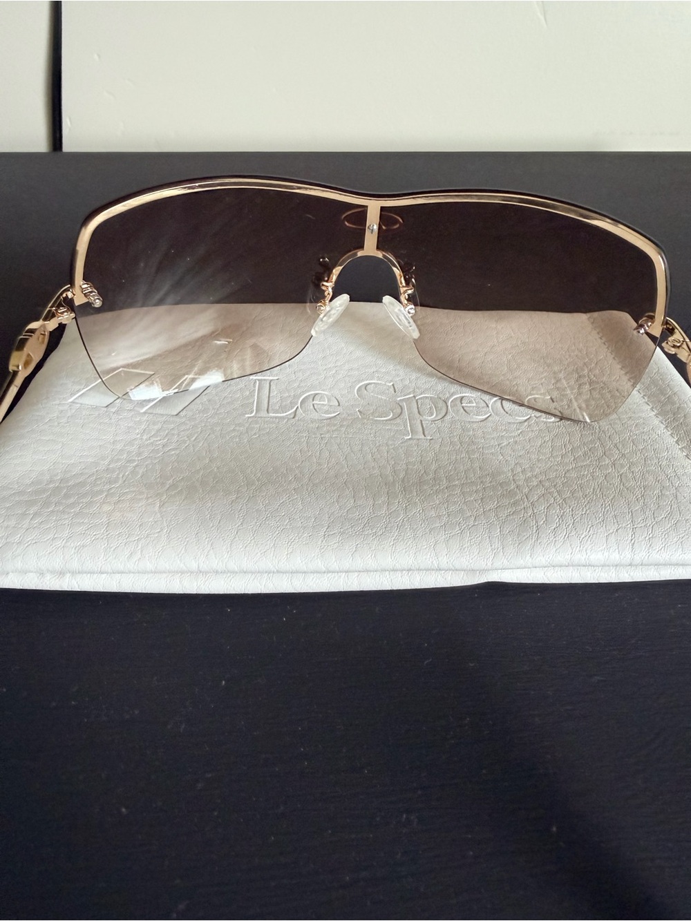 Le Specs Parallel Universe Shield Sunglasses in Gold Flash - Picture 5 of 7